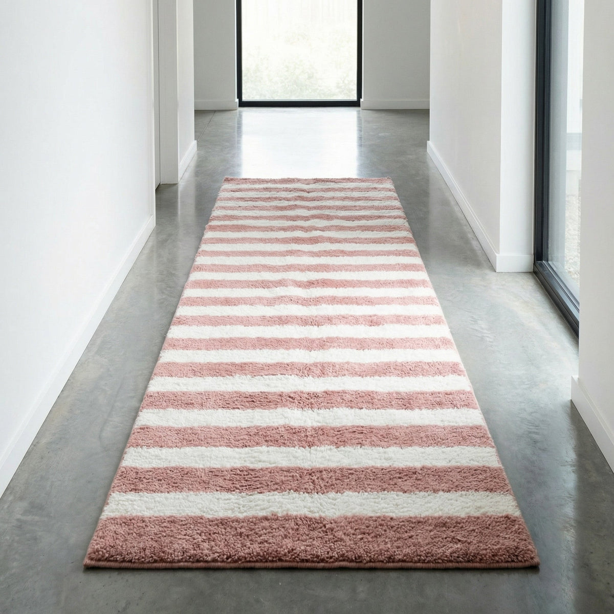 Pink & Ivory Horizontal Stripe Runner Design Custom Moroccan Rug - Africancreates