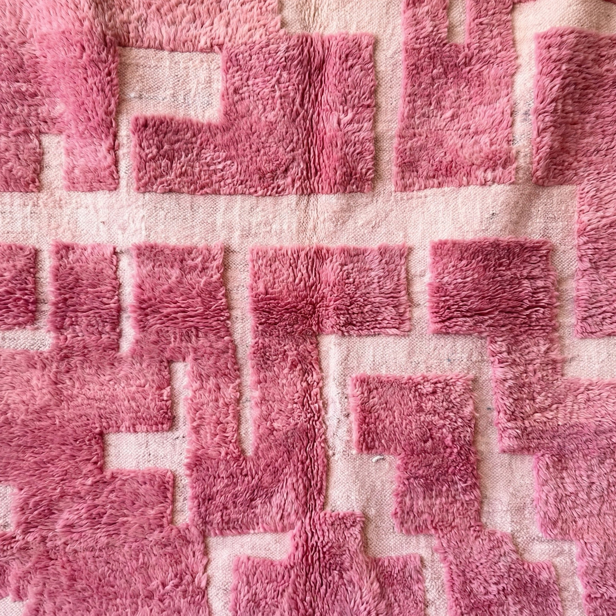 Pink & Ivory Rectilinear Paths Custom Moroccan Rug - Africancreates