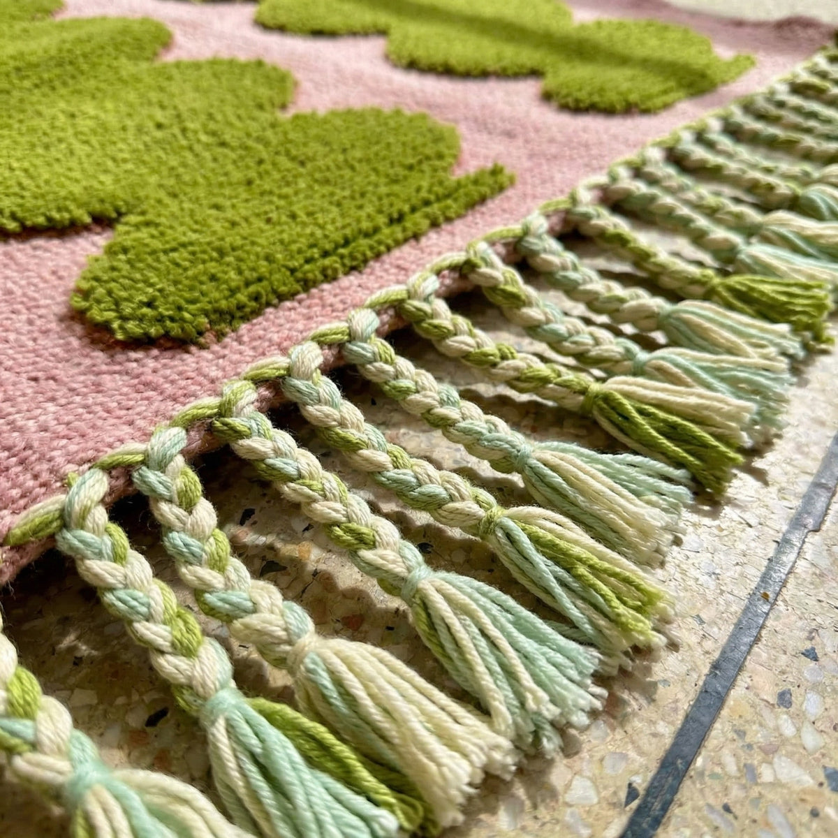 Pink Lime Twin Scallop Runner Design Custom Moroccan Rug - Africancreates