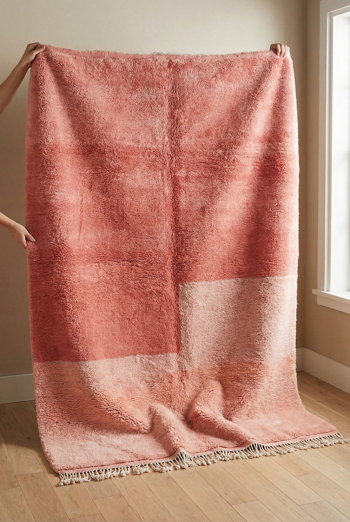 Pink Tonal Stepped Blocks Custom Moroccan Rug - Africancreates