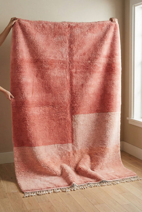 Pink Tonal Stepped Blocks Custom Moroccan Rug - Africancreates