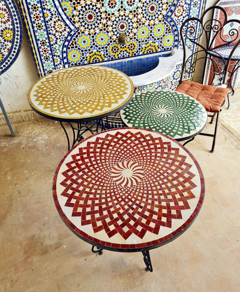 Red Moroccan mosaic table | Bistro table | Arabic Table | Tea table | chocolate Oriental table |moroccan table design - Africancreates