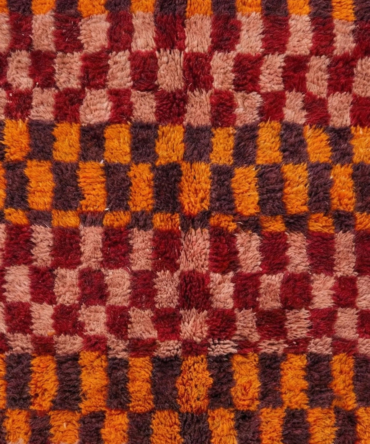Rust, Burgundy & Mustard Small Checks Custom Moroccan Rug - Africancreates