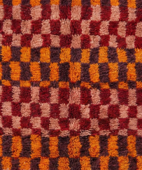 Rust, Burgundy & Mustard Small Checks Custom Moroccan Rug - Africancreates