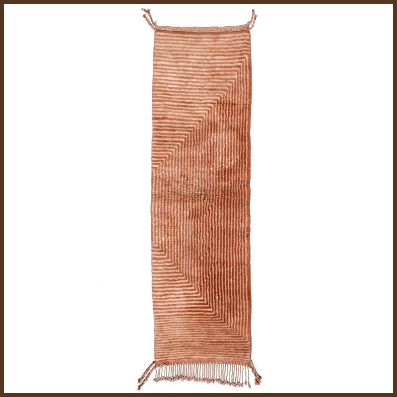 Rust & Cream Fine Streak Runner Design Custom Moroccan Rug - Africancreates