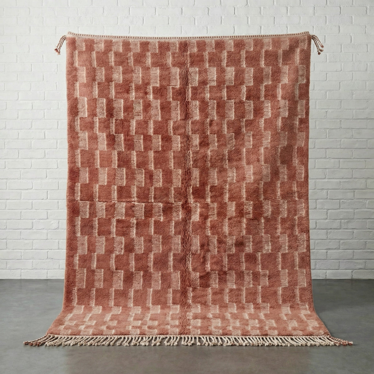 Rust Light Terracotta Offset Relief Blocks Custom Moroccan Rug - Africancreates