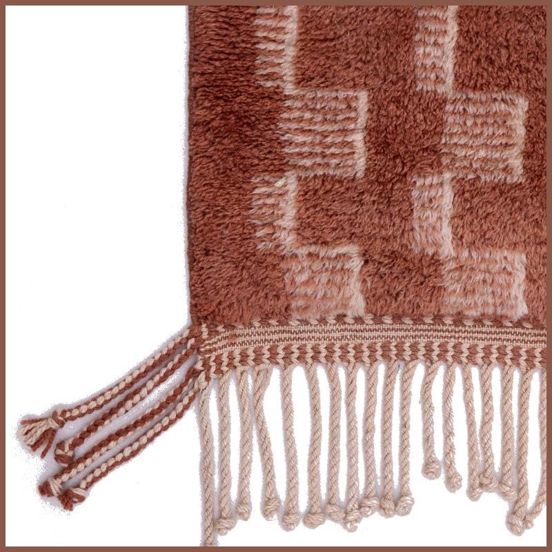 Rust Light Terracotta Offset Relief Blocks Custom Moroccan Rug - Africancreates