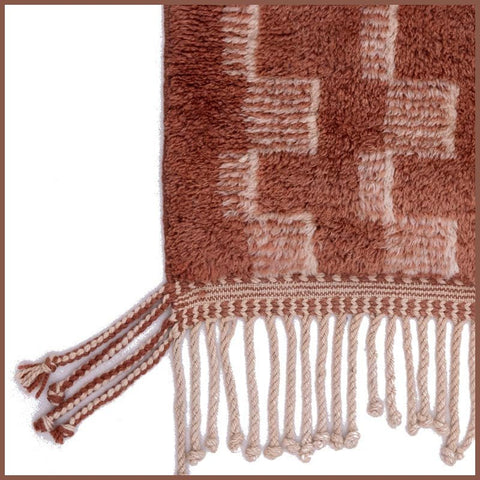 Rust Light Terracotta Offset Relief Blocks Custom Moroccan Rug - Africancreates
