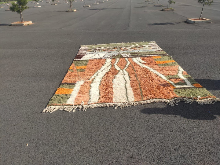 Rust, Olive & Cream Branching Paths Custom Moroccan Rug - Africancreates
