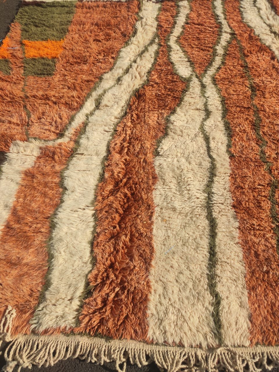 Rust, Olive & Cream Branching Paths Custom Moroccan Rug - Africancreates