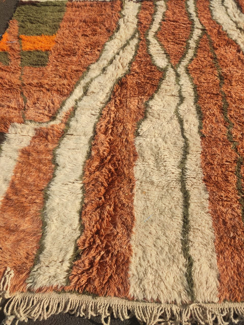 Rust, Olive & Cream Branching Paths Custom Moroccan Rug - Africancreates