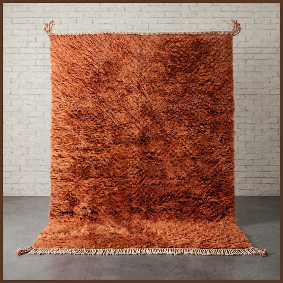 Rust Orange Deep Shag Custom Moroccan Rug - Africancreates