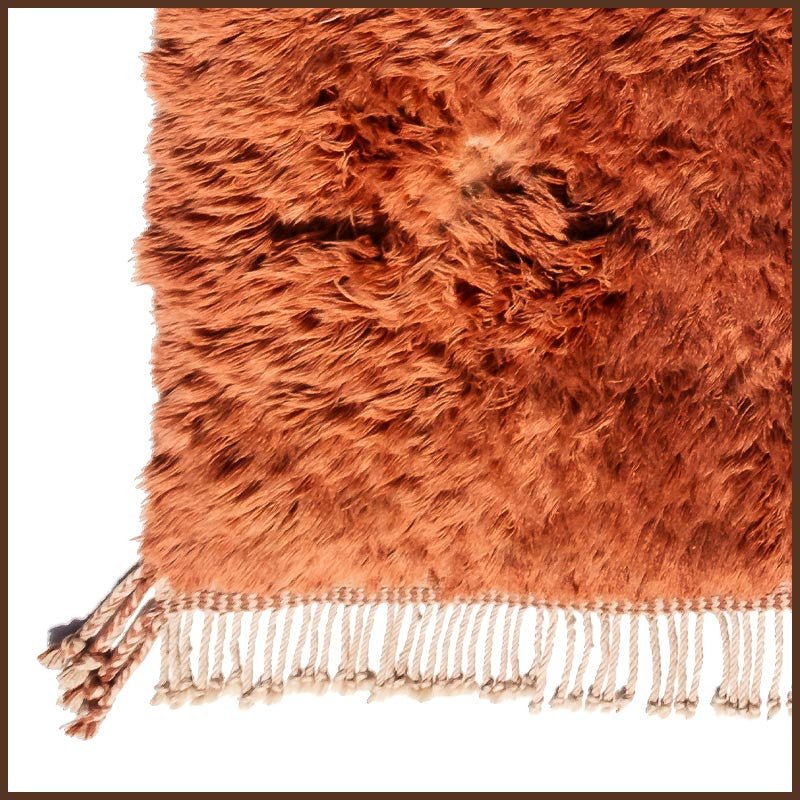 Rust Orange Deep Shag Custom Moroccan Rug - Africancreates