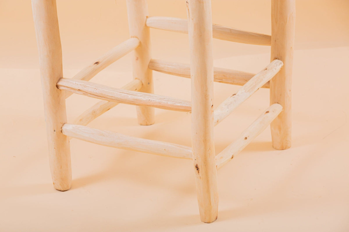 Tabouret marocain en bois et tressé - Africancreates