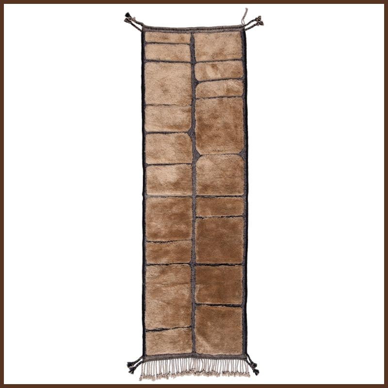 Tan & Charcoal Rectangular Ladder Runner Design Custom Moroccan Rug - Africancreates