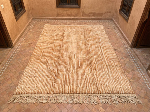 Tan & Cream Fine Vertical Streaks Custom Moroccan Rug - Africancreates