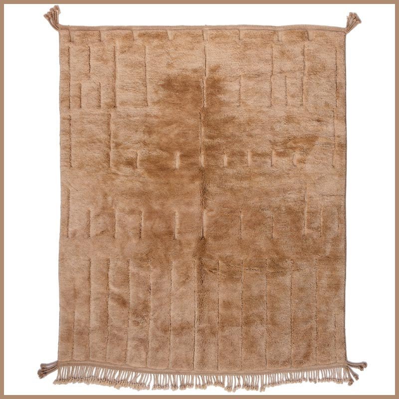 Tan Tonal Short Rectangular Relief Custom Moroccan Rug - Africancreates