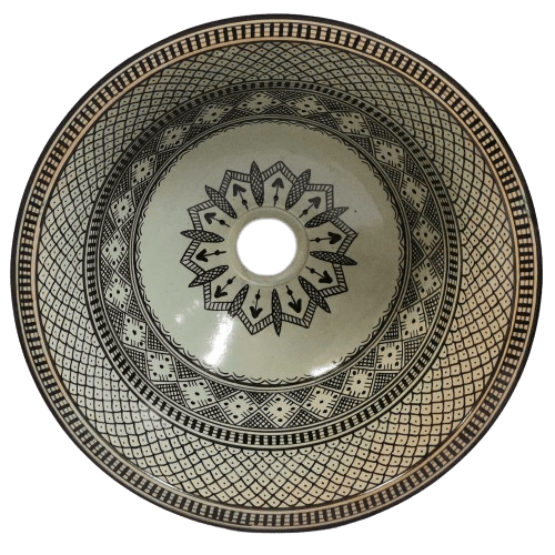 Washbasin for bathroom & kitchen farmhouse sink Moroccan sink black geometric design - Africancreates
