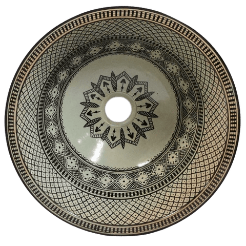 Washbasin for bathroom & kitchen farmhouse sink Moroccan sink black geometric design - Africancreates