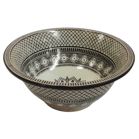 Washbasin for bathroom & kitchen farmhouse sink Moroccan sink black geometric design - Africancreates