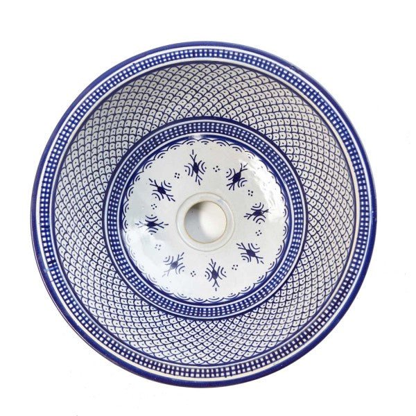 Washbasin for bathroom & kitchen farmhouse sink Moroccan sink blue geometric design - Africancreates