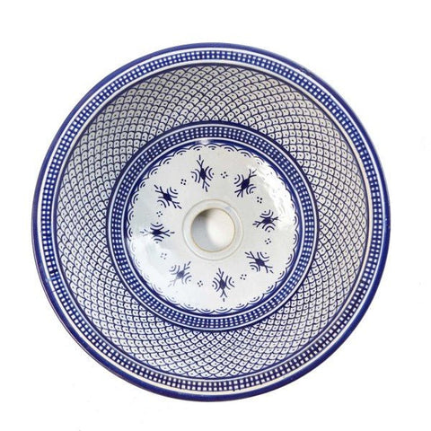Washbasin for bathroom & kitchen farmhouse sink Moroccan sink blue geometric design - Africancreates
