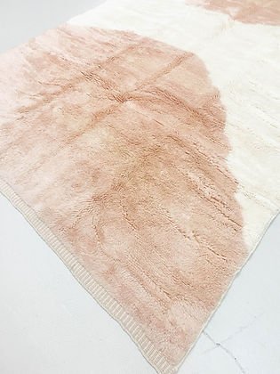White and Peach Modern contemporary design Beni Ourain Berber area Moroccan Mrirt 8x10 rugs | wool handmade Moroccan 9x12 rugs - Africancreates