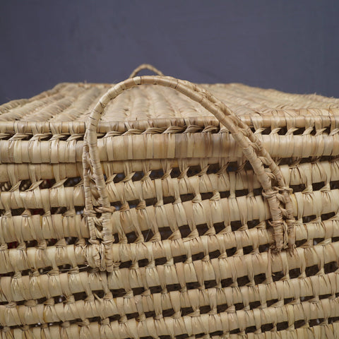 Wicker Storage Trunk - Palm Leaf Storage Chest and Basket 80 cm, i love you - Africancreates