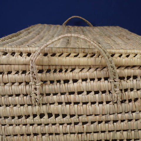 Wicker Storage Trunk - Palm Leaf Storage Chest and Basket 80 cm, i love you in white - Africancreates