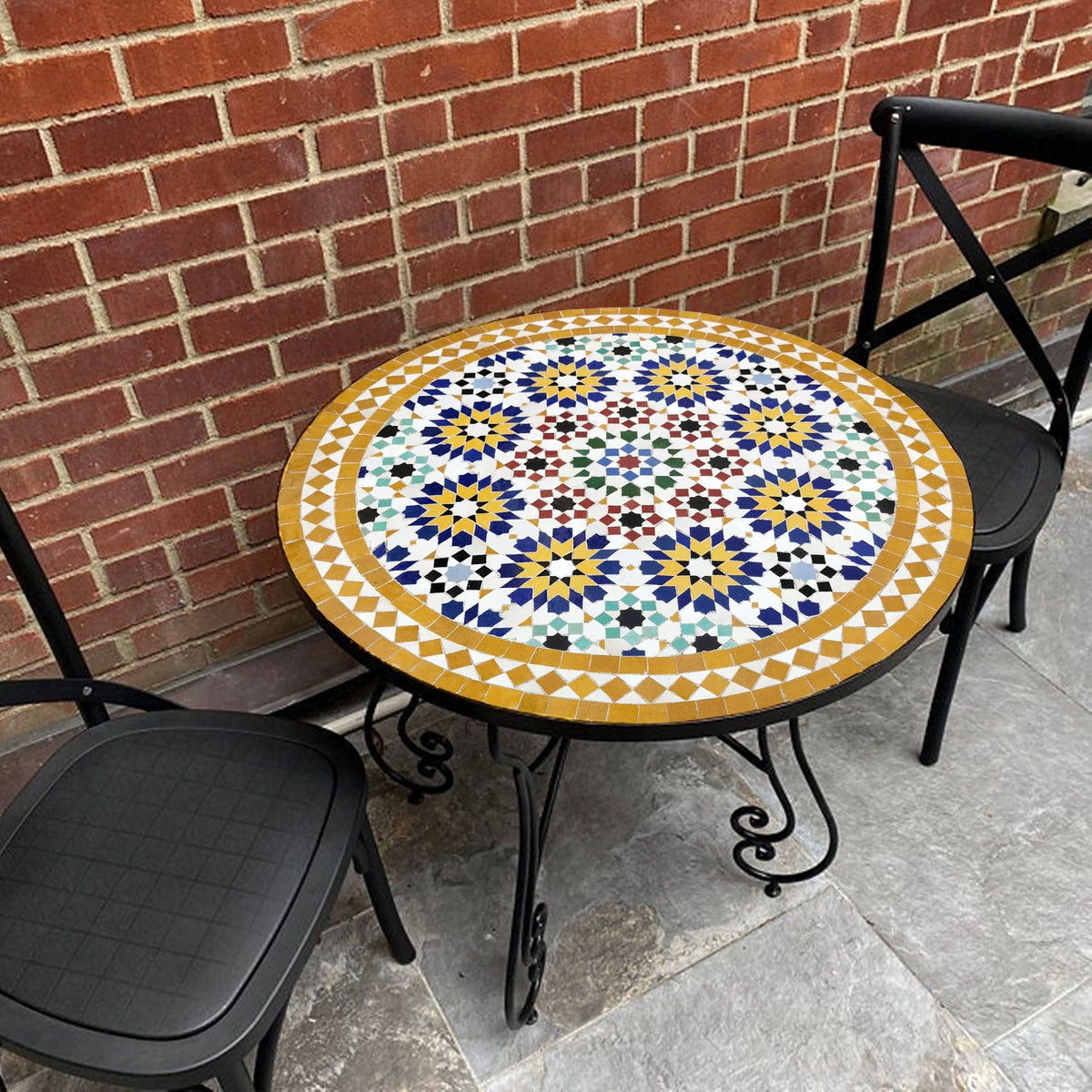 Yellow Flower Moroccan mosaic table | Bistro table | Arabic Table | Tea table | chocolate Oriental table |moroccan table design - Africancreates