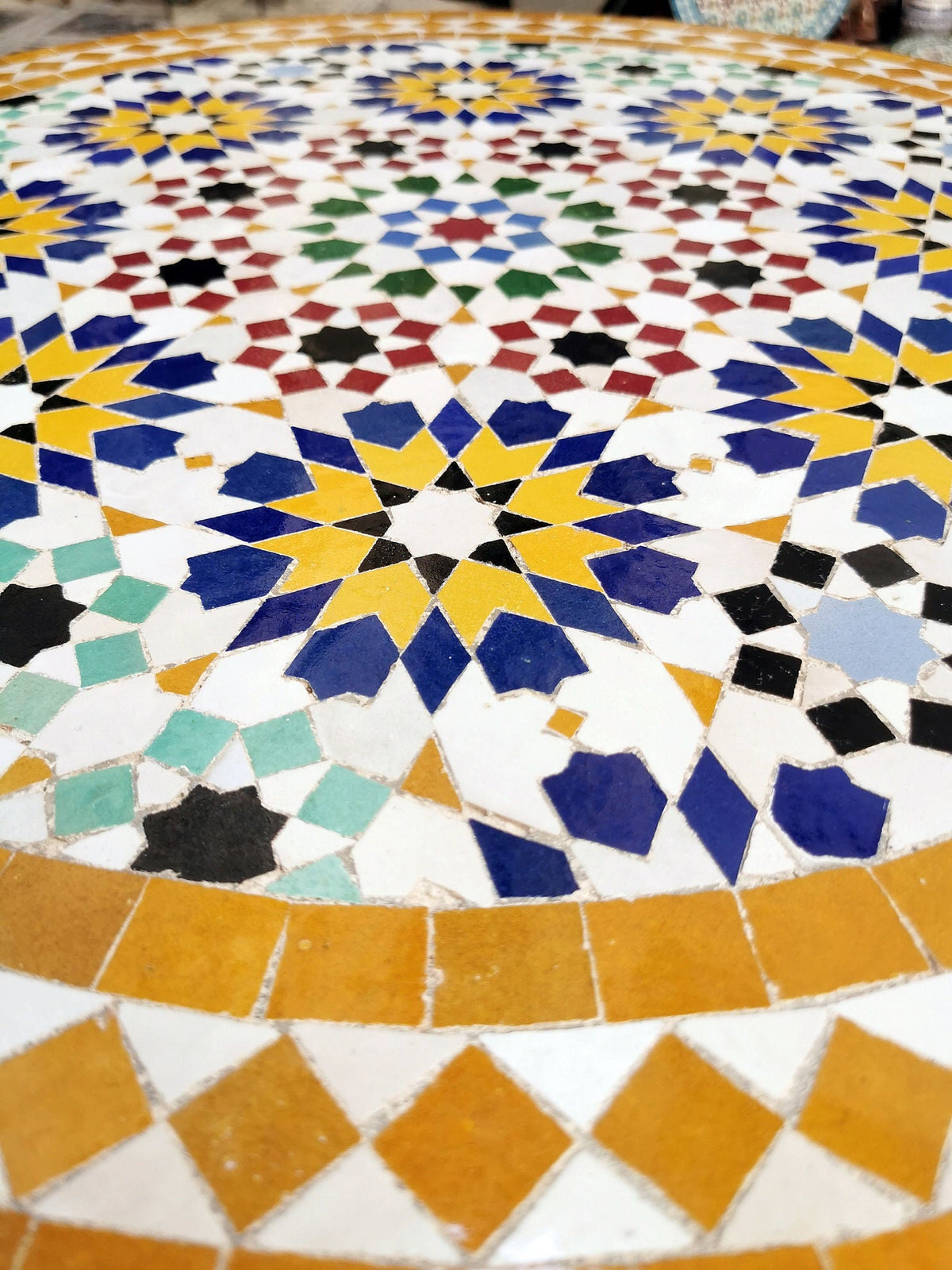 Yellow Flower Moroccan mosaic table | Bistro table | Arabic Table | Tea table | chocolate Oriental table |moroccan table design - Africancreates