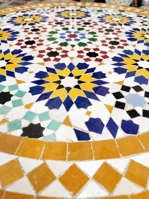 Yellow Flower Moroccan mosaic table | Bistro table | Arabic Table | Tea table | chocolate Oriental table |moroccan table design - Africancreates