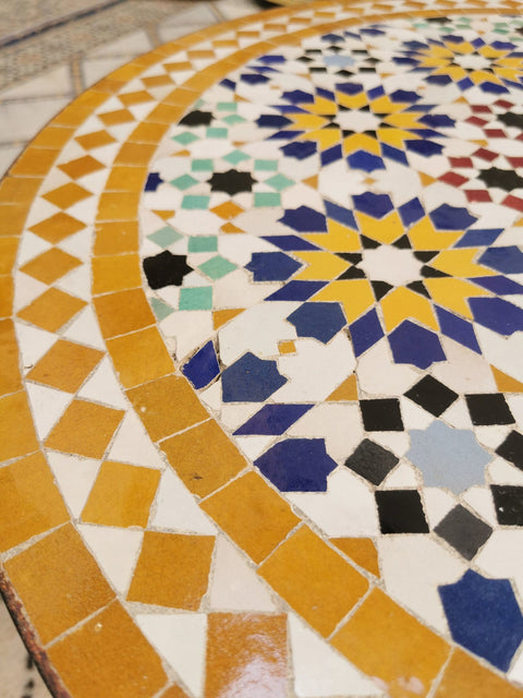 Yellow Flower Moroccan mosaic table | Bistro table | Arabic Table | Tea table | chocolate Oriental table |moroccan table design - Africancreates