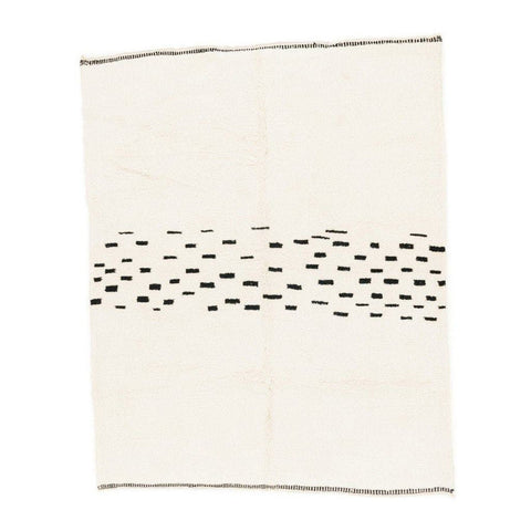Front view of the cream and gray Moroccan area rug with Berber design.