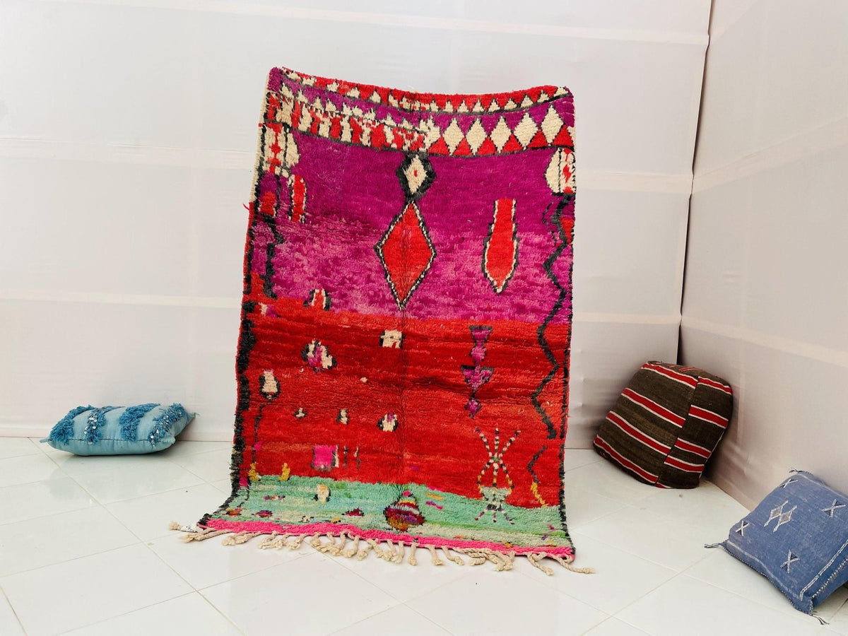 Artistic Moroccan Rug, Handmade Rug, Vintage Authentic Moroccan Rug, Abstract Berber Rug,Wool Rug, Sheep Wool Rug, Beni ourain rug - Africancreates