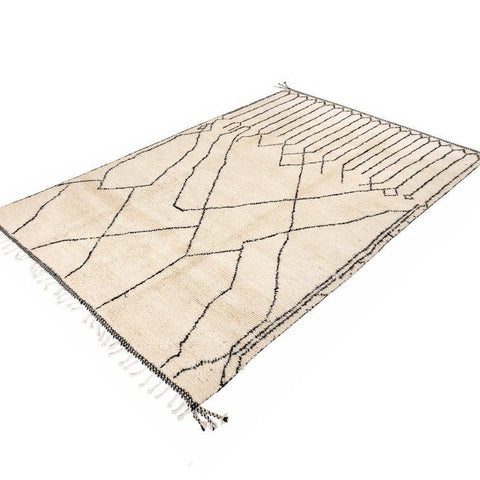 Authentic classic off white beni ourain rug with a contemporary design, custom and handmade with natural wool - Africancreates