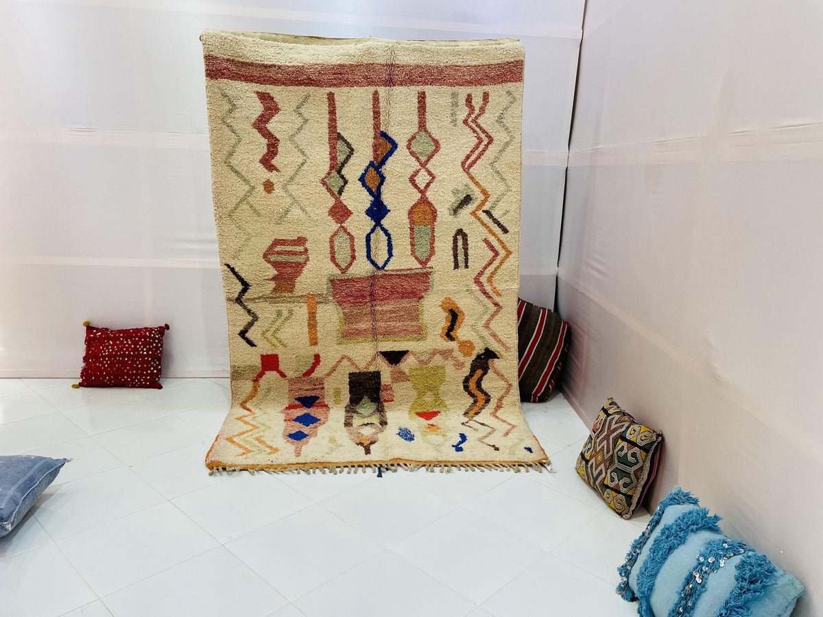 Beautiful VINTAGE Moroccan Rug, Handmade Rug, Vintage Authentic Moroccan Rug, Abstract Berber Rug,Wool Rug, Sheep Wool Rug, Beni ourain rug - Africancreates