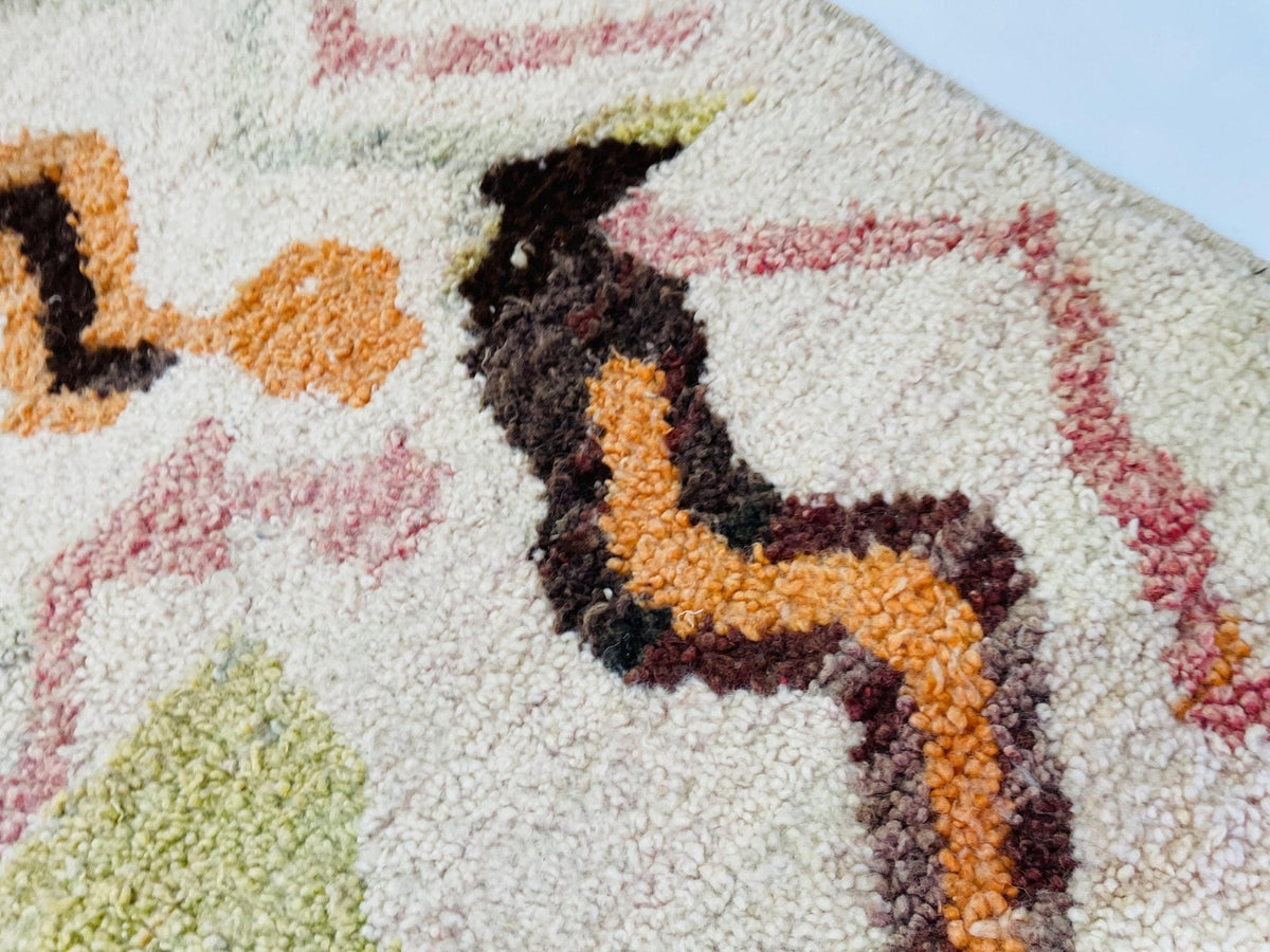 Beautiful VINTAGE Moroccan Rug, Handmade Rug, Vintage Authentic Moroccan Rug, Abstract Berber Rug,Wool Rug, Sheep Wool Rug, Beni ourain rug - Africancreates