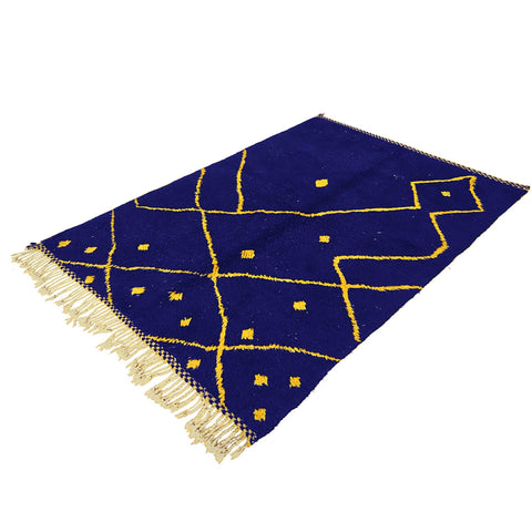 Blue Moroccan rug contemporary design, custom made for living room , handmade with extra soft wool - Africancreates
