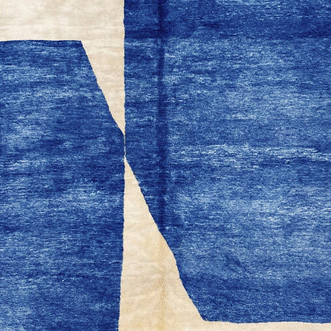 Blue Moroccan rug contemporary design , exta soft custom made for living room , handmade with natural wool - Africancreates