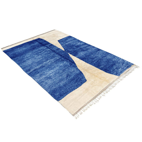 Blue Moroccan rug contemporary design , exta soft custom made for living room , handmade with natural wool - Africancreates