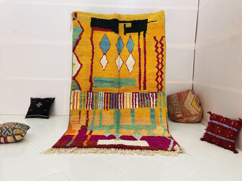 Boujad Moroccan Rug, Handmade Boujaad Rug, Authentic Moroccan Rug, Abstract Berber Rug, Purple pink Wool Rug, Sheep Wool Rug, Bohemian Rug. - Africancreates