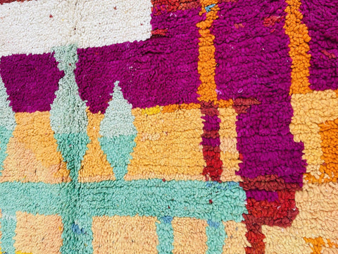Boujad Moroccan Rug, Handmade Boujaad Rug, Authentic Moroccan Rug, Abstract Berber Rug, Purple pink Wool Rug, Sheep Wool Rug, Bohemian Rug. - Africancreates