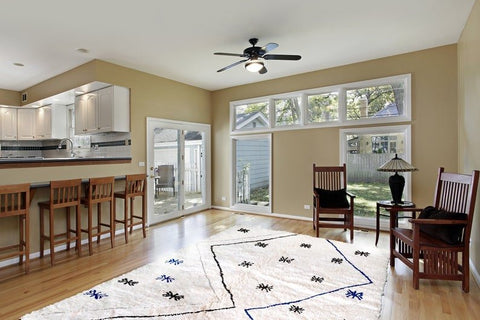 Classic berber beni ourain rug , off white made with natural wool , a custom living room rug - Africancreates