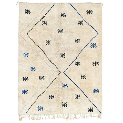 Classic berber beni ourain rug , off white made with natural wool , a custom living room rug - Africancreates