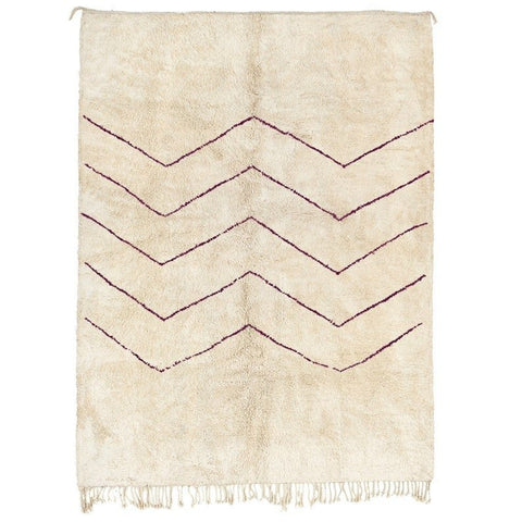 Custom off white beni ourain rug with red stripes handmade in Morocco - Africancreates