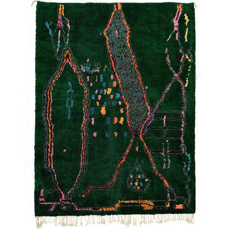 Gorgeous Moroccan beni ourain ourain rug handmade with natural wool , Green berber rug with a contemporary design custom for living room - Africancreates
