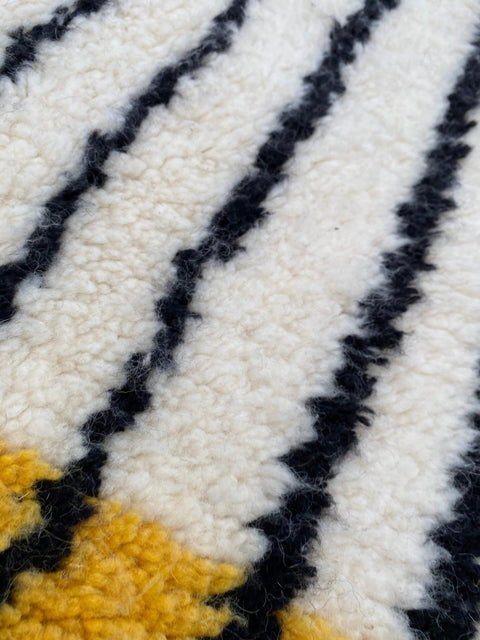Close-up detail showing the textured surface and zigzag pattern of the rug.