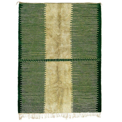 Green gorgeous Mrirt Moroccan berber rug Black Design , beni ourain custom and handmade with natural wool - Africancreates