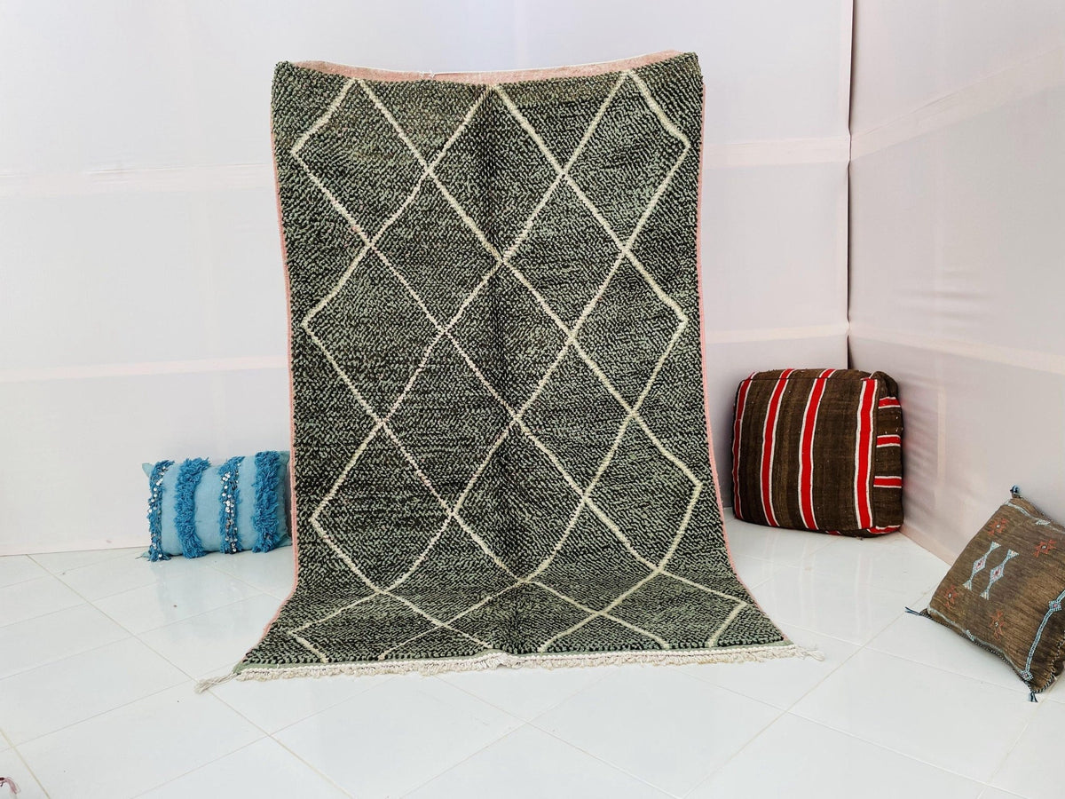 Grey Moroccan Rug, Handmade Rug, Vintage Authentic Moroccan Rug, Abstract Berber Rug,Wool Rug, Sheep Wool Rug, Beni ourain rug - Africancreates